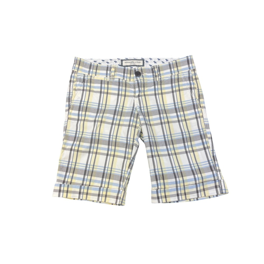 Abercrombie & Fitch Plaid Cuffed Shorts Women's Size 00 Cotton Preppy